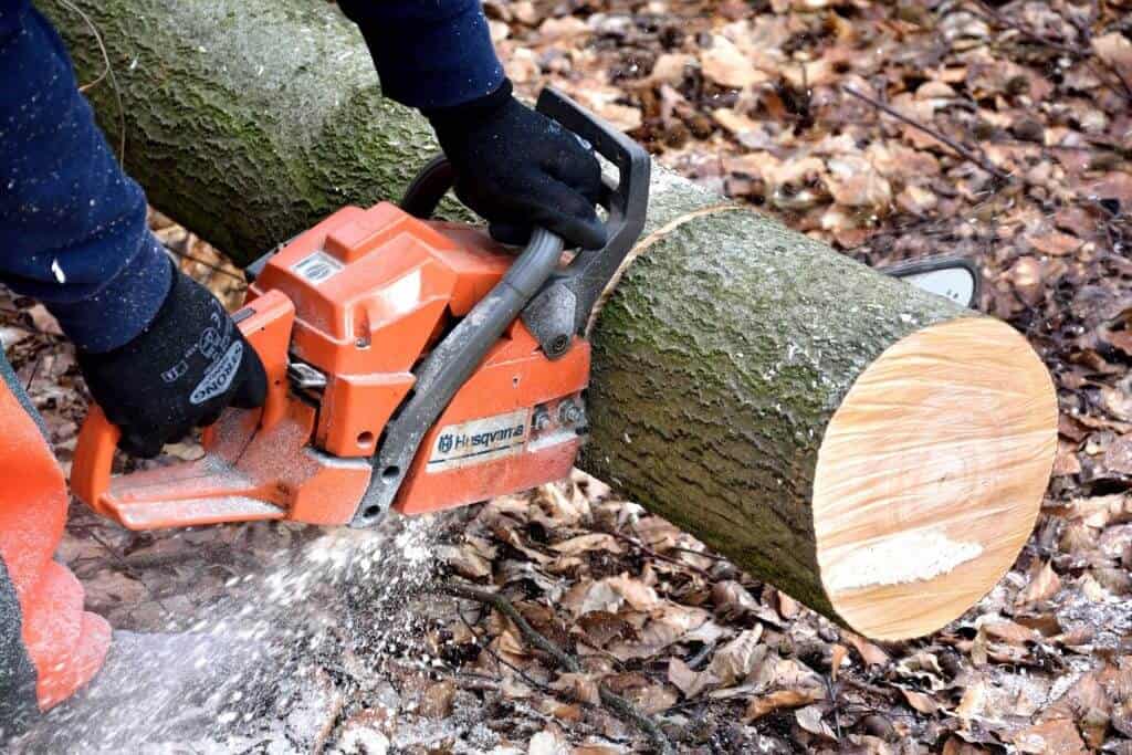 cutting tree logs using chainsaw Castlebar